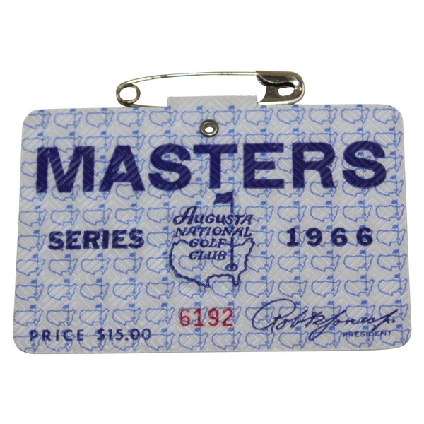 1966 Masters Tournament Series Badge #6192 - Jack Nicklaus Win