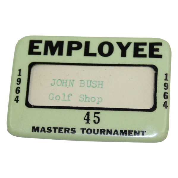 1964 Masters Tournament Employee Badge #45 - Arnold Palmer Win