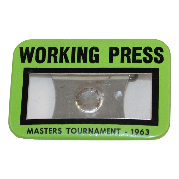 1963 Masters Tournament Working Press Badge - Jack Nicklaus 1st Win