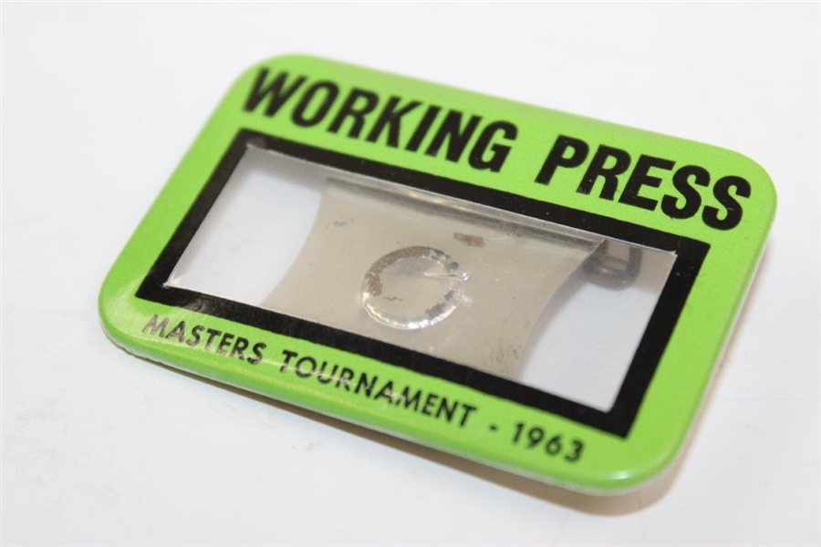 1963 Masters Tournament Working Press Badge - Jack Nicklaus 1st Win