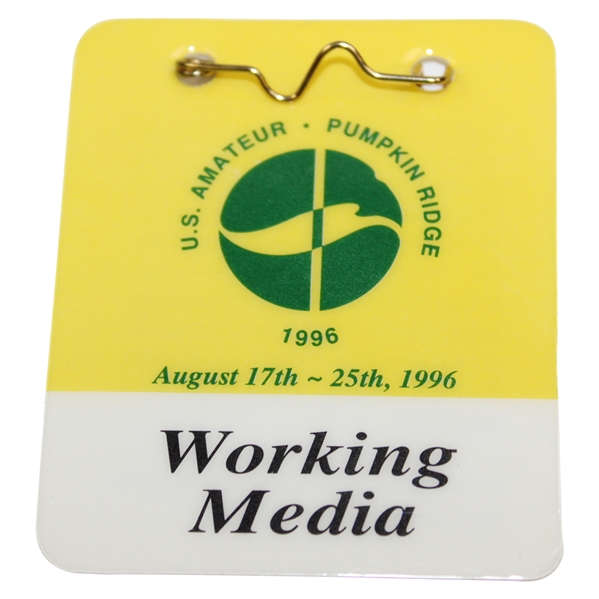 1996 US Amateur at Pumpkin Ridge Working Media Badge - Tiger Woods Win