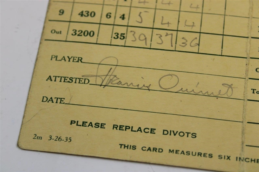 Francis Ouimet Signed The Country Club (Brookline) Scorecard - Only One JSA #Z97550