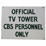 Official CBS Personnel TV Tower Only Sign from c.1980s Masters Tournament