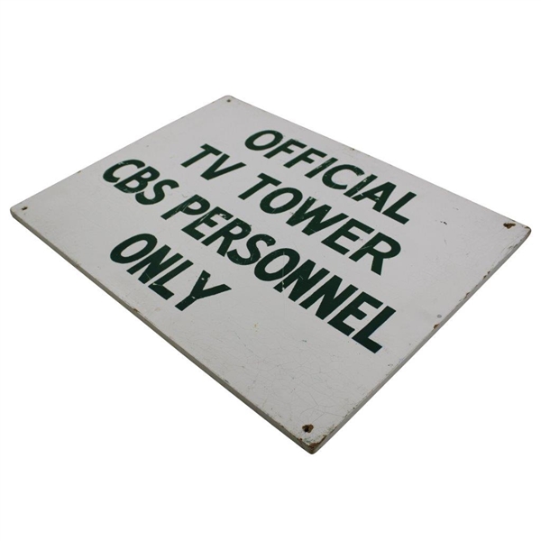Official CBS Personnel TV Tower Only Sign from c.1980's Masters Tournament