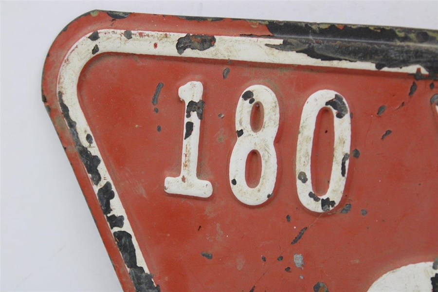 Vintage Metal 180 Yards Hole No. 8 Par 3 Red Tee Triangular Sign