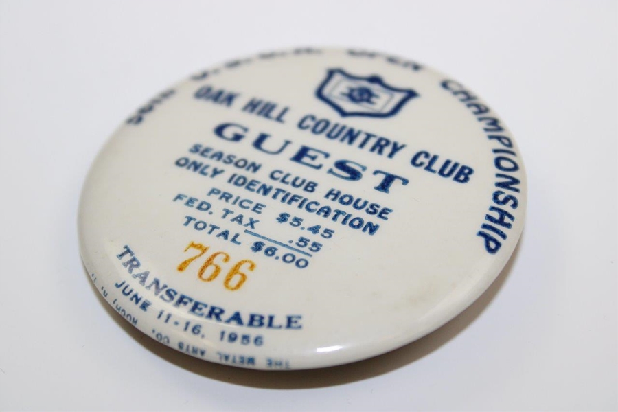 1956 US Open at Oak Hills CC Guest Badge #766 - Cary Middlecoff Winner