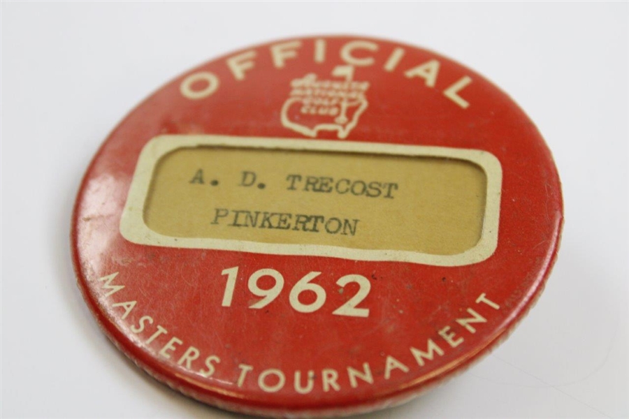 1962 Masters Tournament Official Badge – Palmer Win