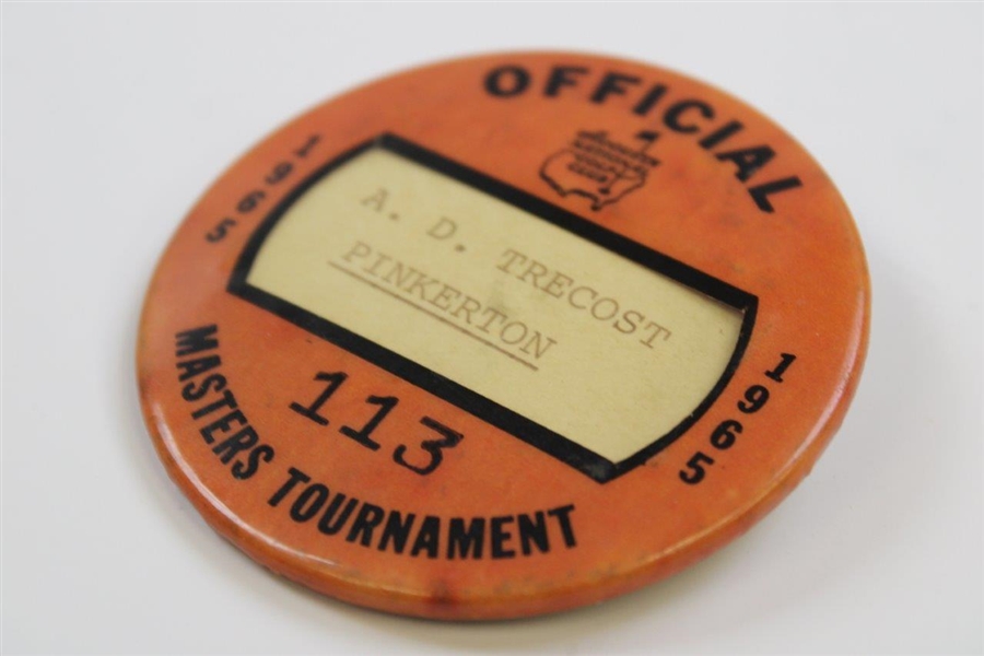 1965 Masters Tournament Official Badge #113 – Nicklaus Win