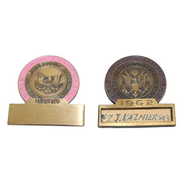 Two (2) US Junior Girls Championship Contestant Badges - 1962 & 1990