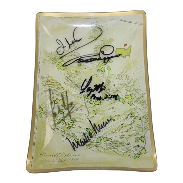 Five (5) Masters Champions Signed Augusta National GC Course Map Ash Tray JSA ALOA