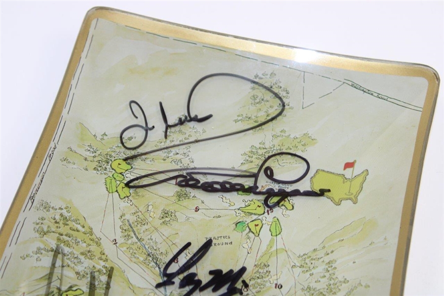 Five (5) Masters Champions Signed Augusta National GC Course Map Ash Tray JSA ALOA