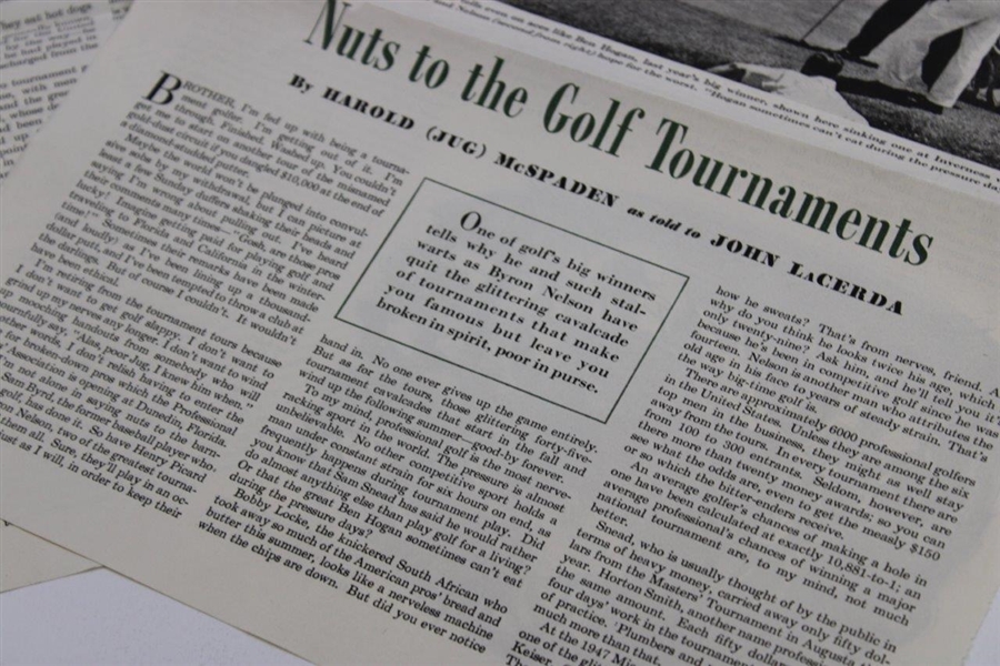 1947 The Saturday Evening Post Nuts to the Golf Tournaments Articles - August 16th