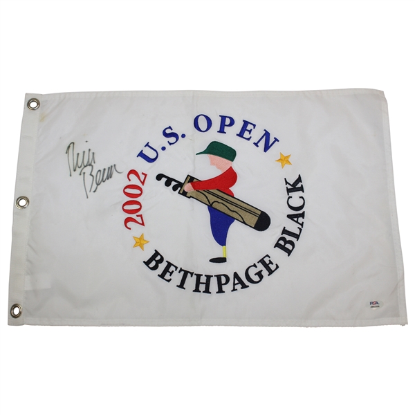 Rich Beem Signed 2002 US Open At Bethpage Black Embroidered Flag PSA# AM53668