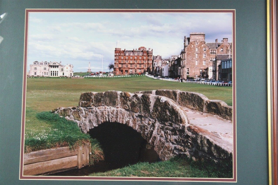 The Old Course St Andrews James P Izatt Map with Photo Display - Framed