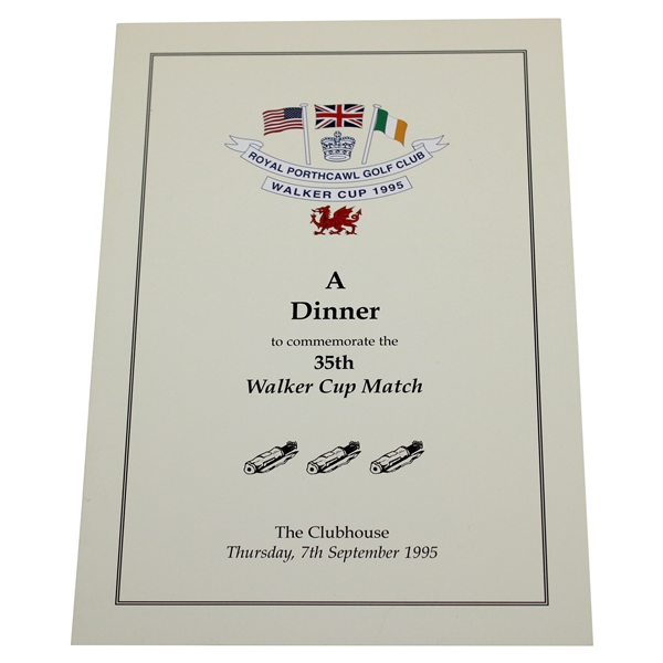 1995 Walker Cup Dinner Menu/Program - Tiger Woods' only Walker Cup