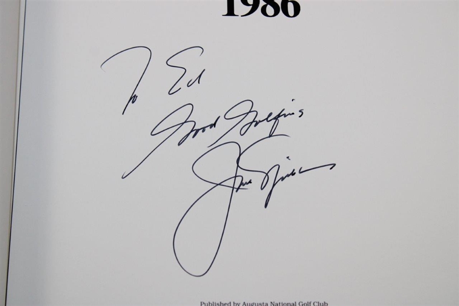 Jack Nicklaus Signed 1986 Masters Tournament Green Annual Book JSA ALOA