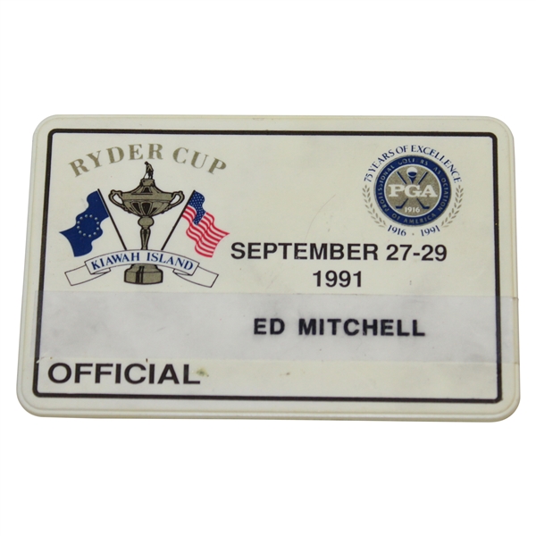 1991 Ryder Cup at Kiawah Island Officials Badge - Ed Mitchell
