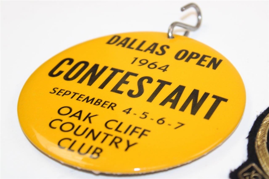 1964 Dallas Open at Oak Cliff CC Contestants Badge & Pocket Crest of Champion 