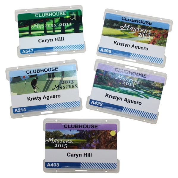 Five (5) Masters Tournament Clubhouse Badges - 2011-2015