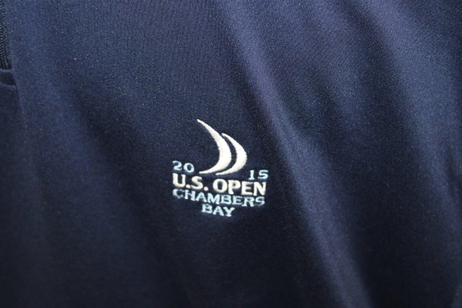 2015 US Open at Chambers Bay Long Sleeve 1/4 Zip Navy Blue Jacket - Worn - Size XL