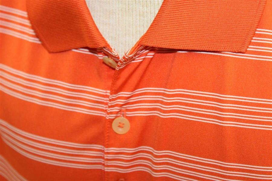 2012 US Open at The Olympic Club Short Sleeve Orange w/White Stripes Polo Shirt - Worn - Size L