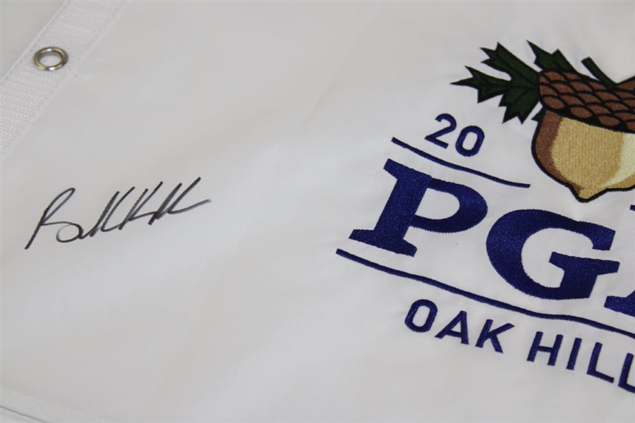 Brooks Koepka Signed 2023 PGA at Oak Hill White Embroidered Flag JSA ALOA