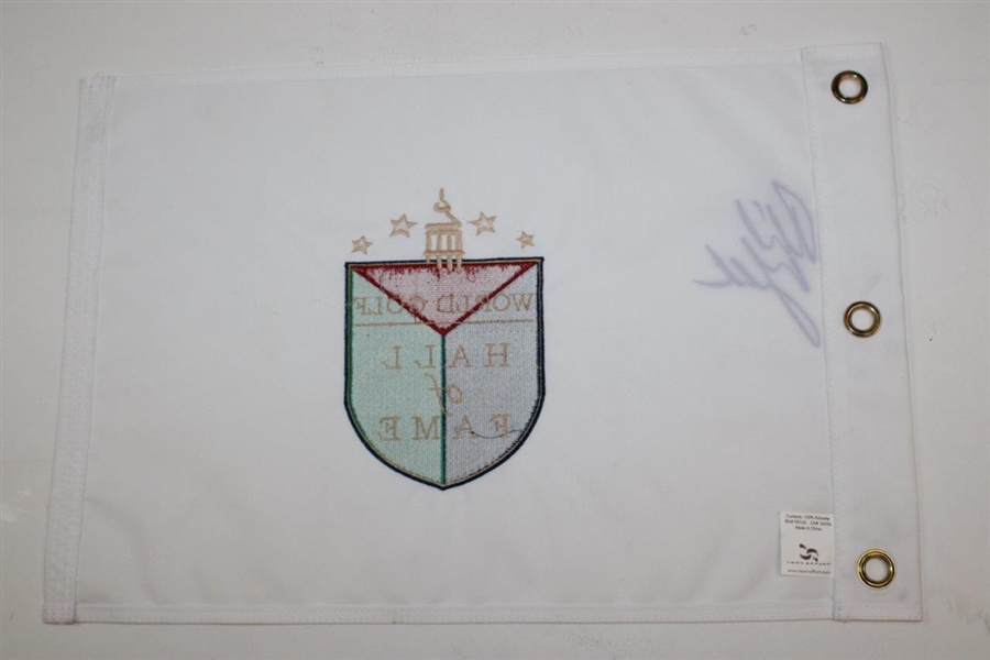 Phil Mickelson Signed World Golf Hall of Fame White Embroidered Flag JSA ALOA