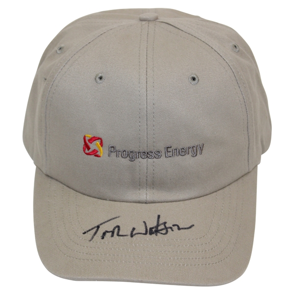 Tom Watson Signed Khaki Progress Energy Hat JSA #AI62288