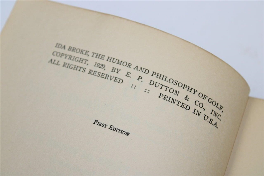 1929 'Ida Broke: The Humor & Philosophy of Golf' 1st Ed Book by Chick Evans & Barrie Payne
