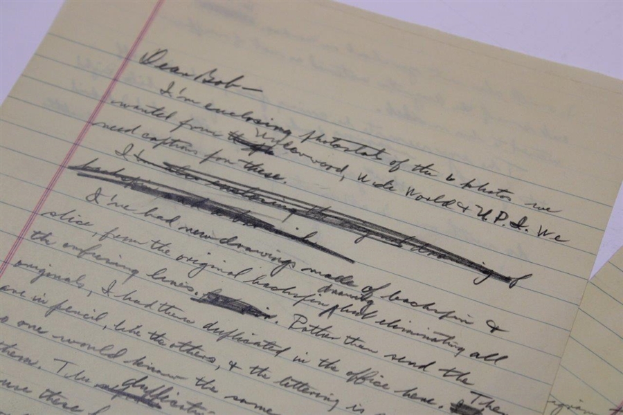 Ferris Mack Handwritten Editorial Letter To Bobby Jones w/Effect Of Spin In Flight Content/Drawings