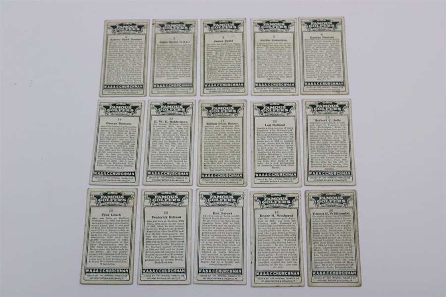 1927 - Fifteen (15) Vintage W.A. & A.C. Churchmans Famous Golfers Cards