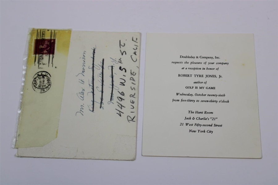 Alex Morrison's 1960 Invitation To Doubleday & Co. Reception For Bobby Jones & 'Golf Is My Game'