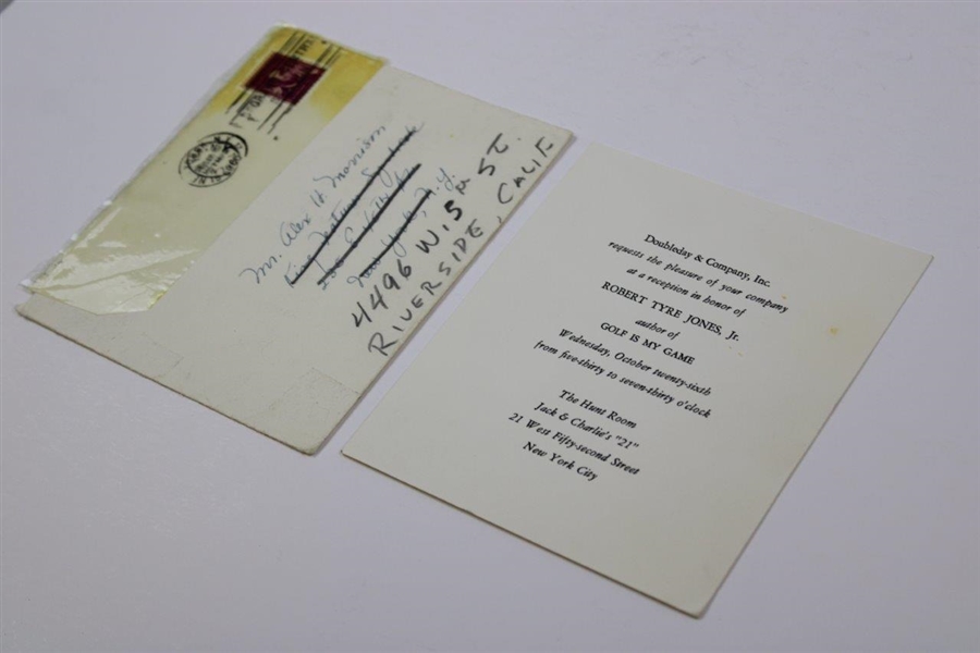 Alex Morrison's 1960 Invitation To Doubleday & Co. Reception For Bobby Jones & 'Golf Is My Game'