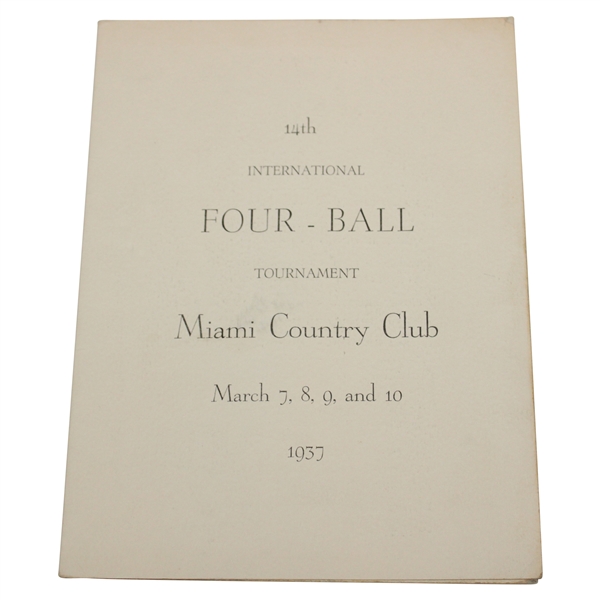 1937 International 4-Ball Tournament at Miami Country Club Official Program 