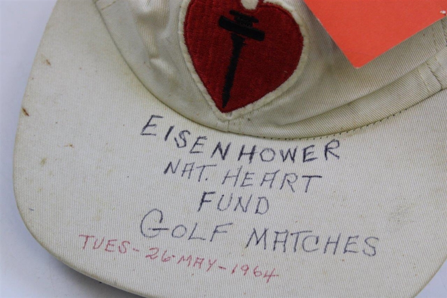 1964 Eisenhower Nat. Heart Fund Matches Hat w/Palmer/Eisenhower Golf Match ticket