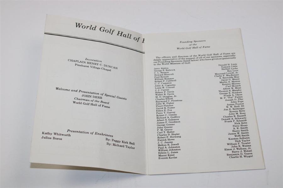 Julius Boros Signed 1982 World Golf HoF Ceremony Pamphlet JSA ALOA