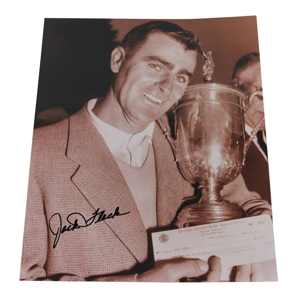 Jack Fleck Signed 1955 US Open Trophy & Check Photo JSA ALOA