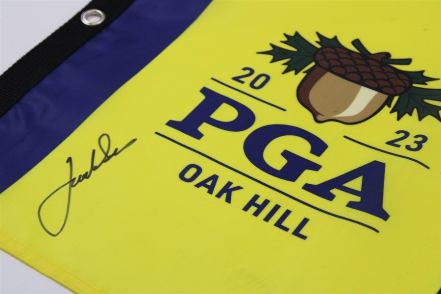 Jordan Spieth Signed 2023 PGA Championship at Oak Hill Yellow Screen Flag JSA #AJ28229