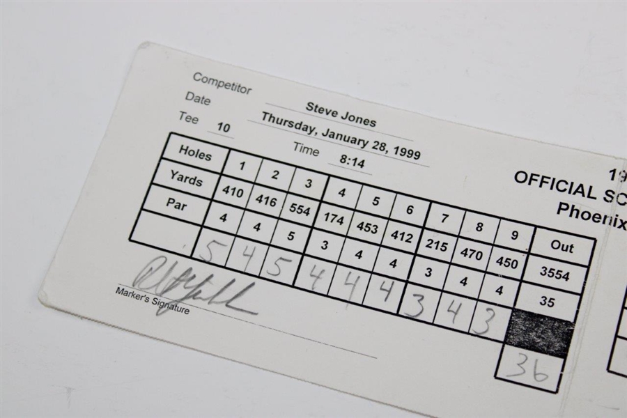 Phil Mickelson (Marker) Signed 1999 Phoenix Open 1st Rd Steve Jones Scorecard