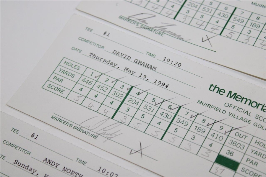 O'Meara, North, Graham, Strange, Grady & Forsman Signed Official 1993/1994 The Memorial Scorecards