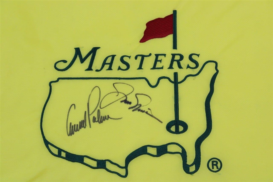 Arnold Palmer & Jack Nicklaus Signed Undated Masters Embroidered Flag JSA #Y79348