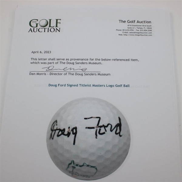 Doug Ford Signed Titleist Masters Logo Golf Ball JSA ALOA