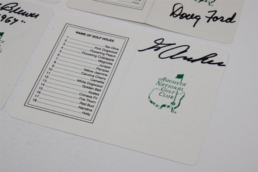 Masters Champs Ford, Brewer, Goalby & Archer Signed Augusta National Scorecards JSA ALOA