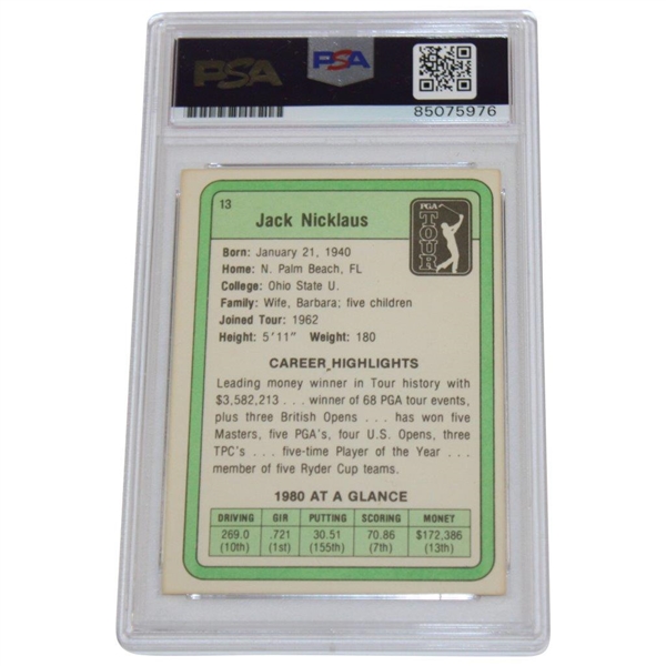 Jack Nicklaus Signed 1981 Donruss PGA Tour Rookie Card PSA Auto Grade GEM-MT 10 #85075976