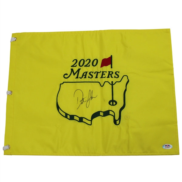 Dustin Johnson Signed 2020 Masters Tournament Embroidered Flag PSA #AL44946