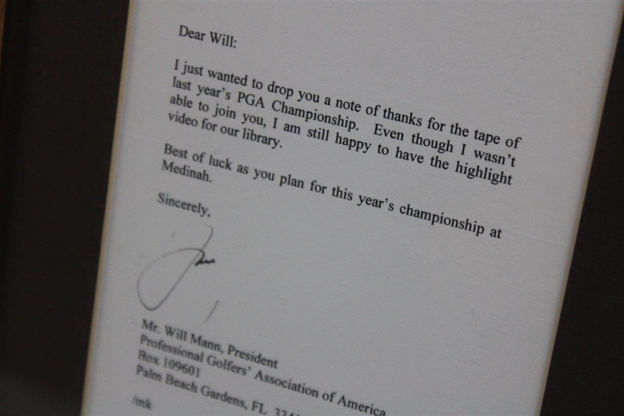 Jack Nicklaus Signed Typed Letter to Past PGA President Will Mann - 2/16/1999 JSA ALOA
