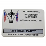 1983 Ryder Cup Matches at PGA National G.C. Official Party Badge