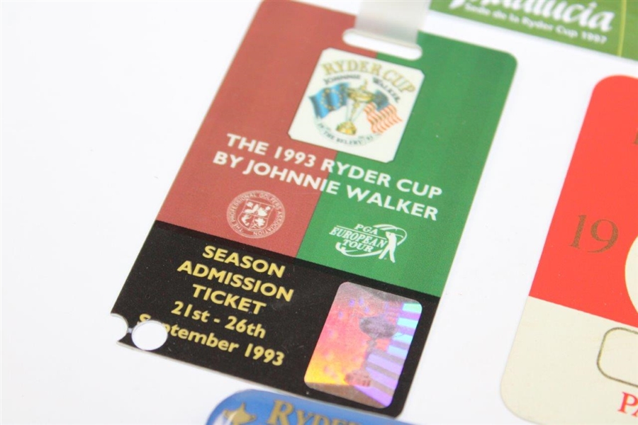 Four (4) Ryder Cup Matches Badges - 1987 (x2), 1993 & 1997 - Photo, Patron & other