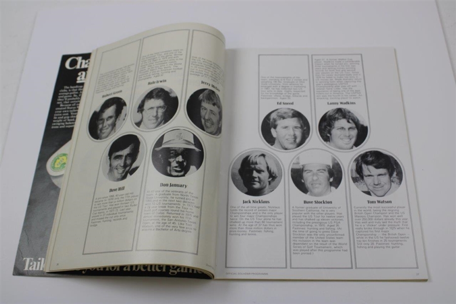 1977 Ryder Cup at Royal Lytham & St. Annes GC official Program - USA 12 1/2-7 1/2
