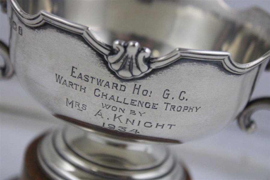 1934 Eastward Ho! Golf Club Warth Challenge Sterling Silver Trophy With Wooden Base